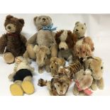 A collection of vintage 1960s and 1970s Steiff animal figures and two bears some with orgional