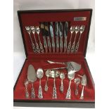 A cased set of Norwegian silver cutlery marked NM.