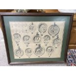 A framed print showing Roman coins.Approx 48x58cm