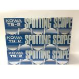 Six boxed as new Kowa TS-2 spotting scopes.