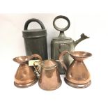 A small collection of copper and pewter items.
