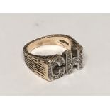 A 9carat gold ring set with diamonds initials CH r
