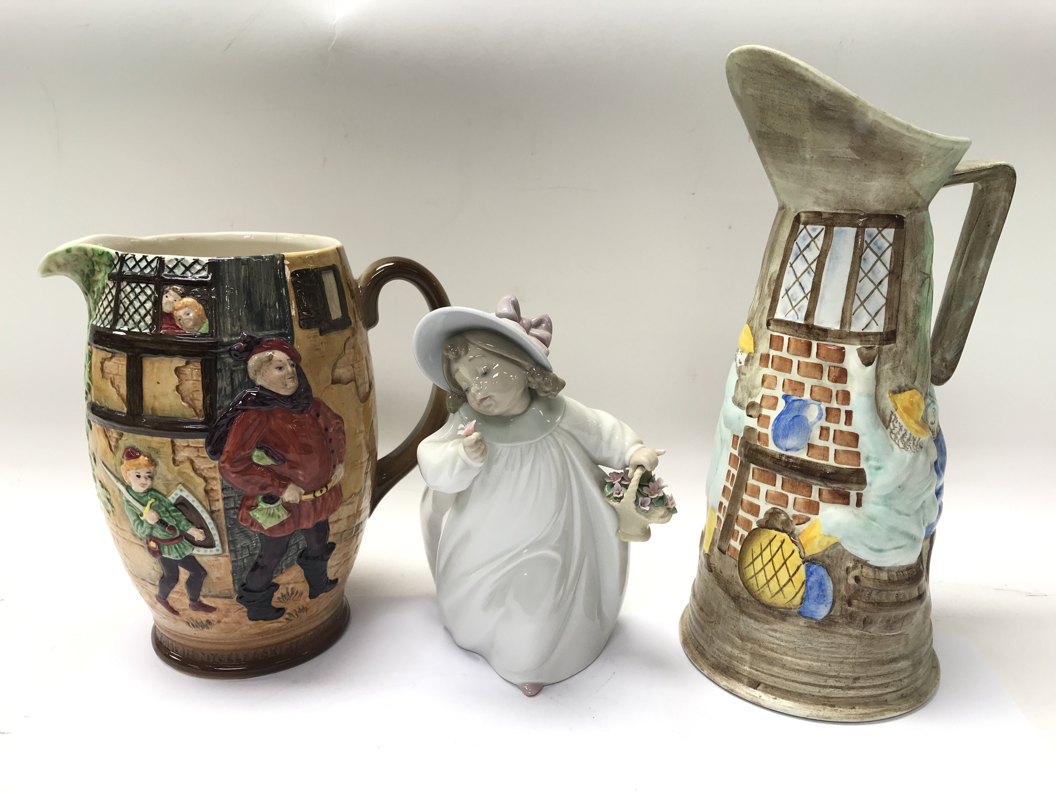 A Beswick jug depicting Falstaff, a Burslem jug an