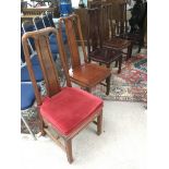 Five Chinese hardwood matched dining chairs.