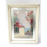 A framed bjnramt watercolour of Madeira, signed by