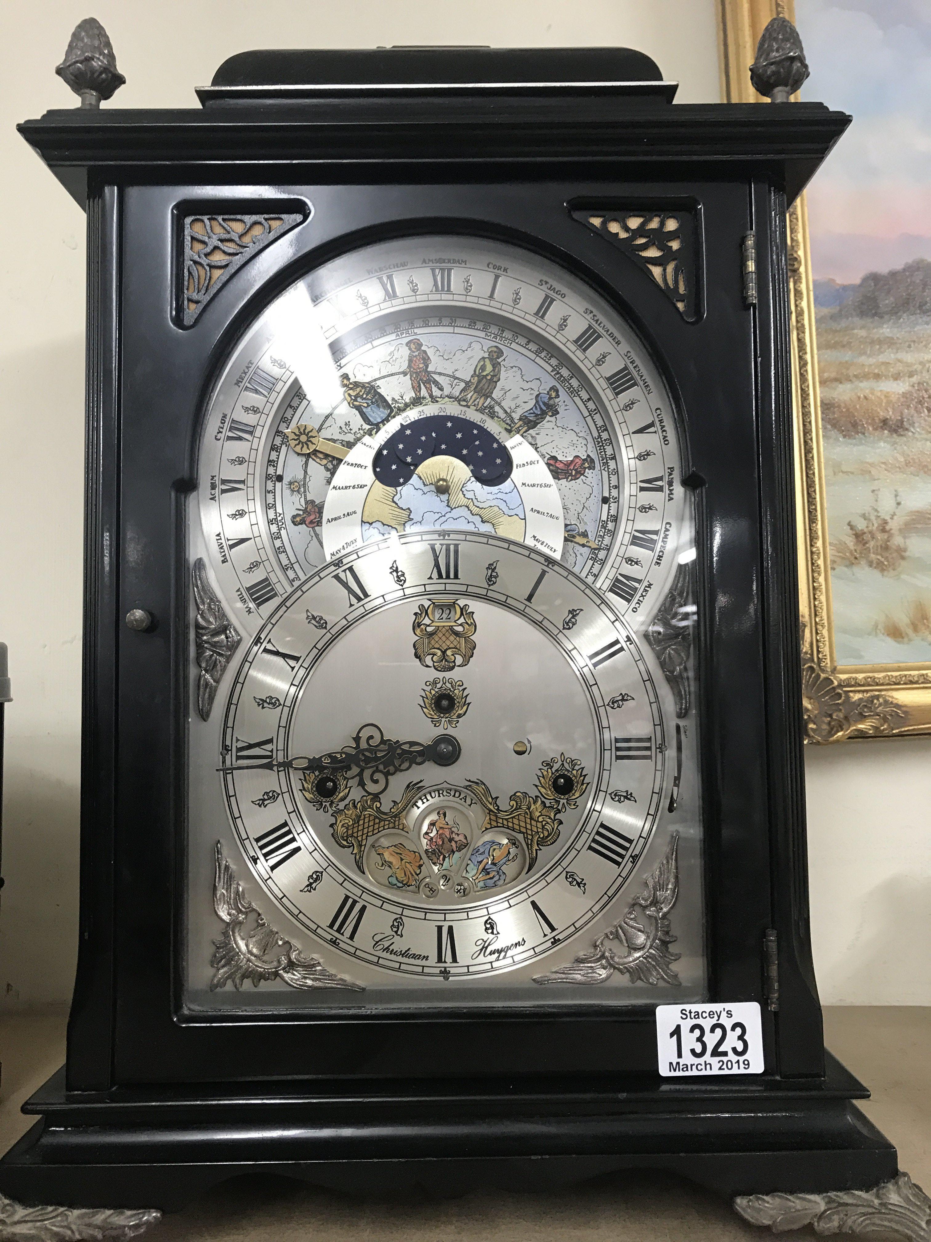 A Georgian style Christiaan Huygens bracket clock with German chiming movement striking on gongs .47