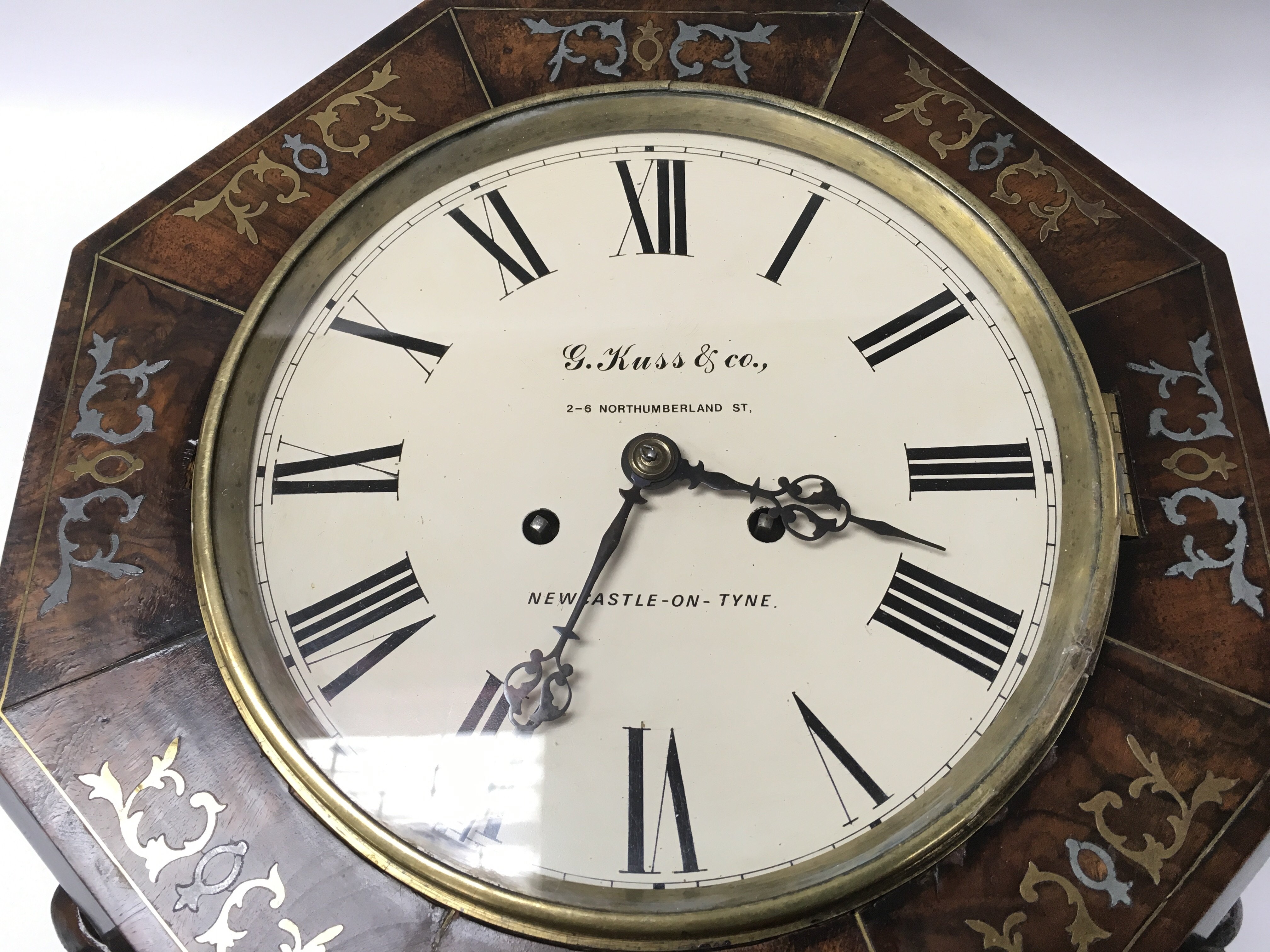 A 19th century wall clock with brass and pewter in - Image 2 of 2