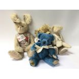 A collection of modern bears to include a blue Merrythought bear.