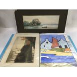 Two folios containing mixed unframed watercolours