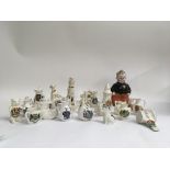 A collection of crested ware and a novelty jar and