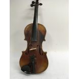 A cased violin 36 cm button to back