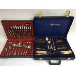 A cased set of Solingen gold plated cutlery plus a