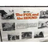 A large Film Poster, Walt Disney productions The Fox and the Hound. Folded.