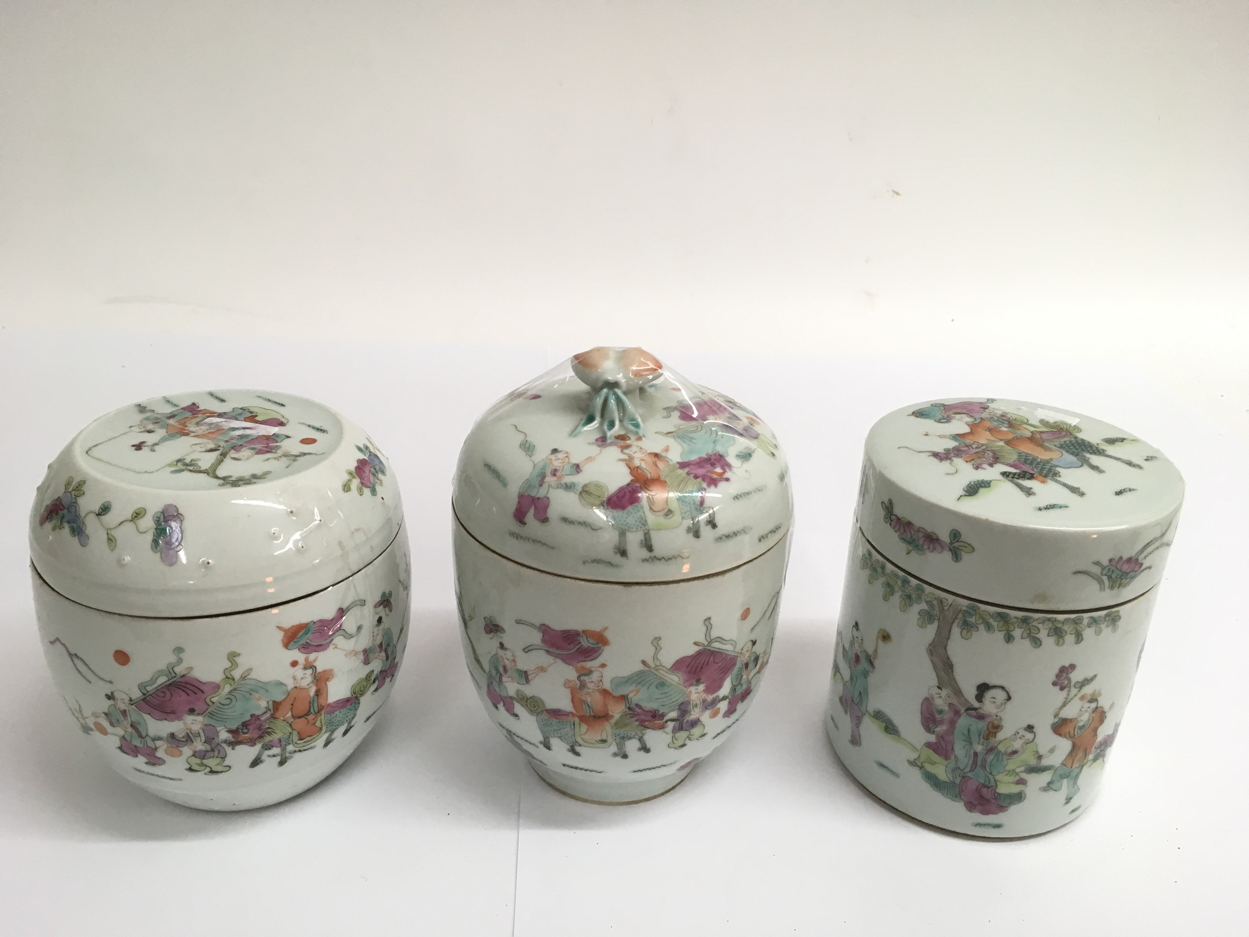 Three 19th century, Chinese porcelain famille rose