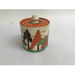 A Clarice cliff preserve jar and cover orange tree