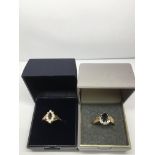 Two 9ct gold cluster rings. Approx R and S, 5g.