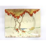 A Clarice Cliff rectangular plate with autumnal pa