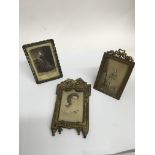 Three antique brass photo frame.