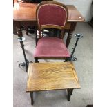A turned leg dining chair, small occasional table
