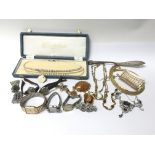 A box of various costume jewellery to include Rota