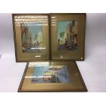 A set of three Cairo water-colours by Sim Gray. Th