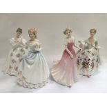 Four Royal Doulton figures of ladies, all approx 2
