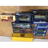 A box of boxed diecast vehicles including 1:76 sca
