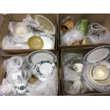 Four boxes of part tea sets and storage jars