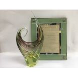 A Murano art glass vase and a glass picture frame,