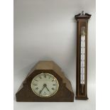 An Art Deco inlaid mantle clock, converted to batt