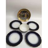 Four Paris porcelain plates and a matching bowl al