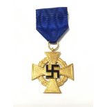 A German third reich medal awarded for faithful service, with blue ribbon.
