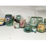 A collection of Radford art pottery.