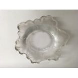 A Lalique glass bowl of naturalistic form with lea