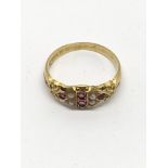 A 15ct gold Victorian ring set with chip rubies an