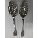 A pair silver of berry spoons Georgian London hallmarks