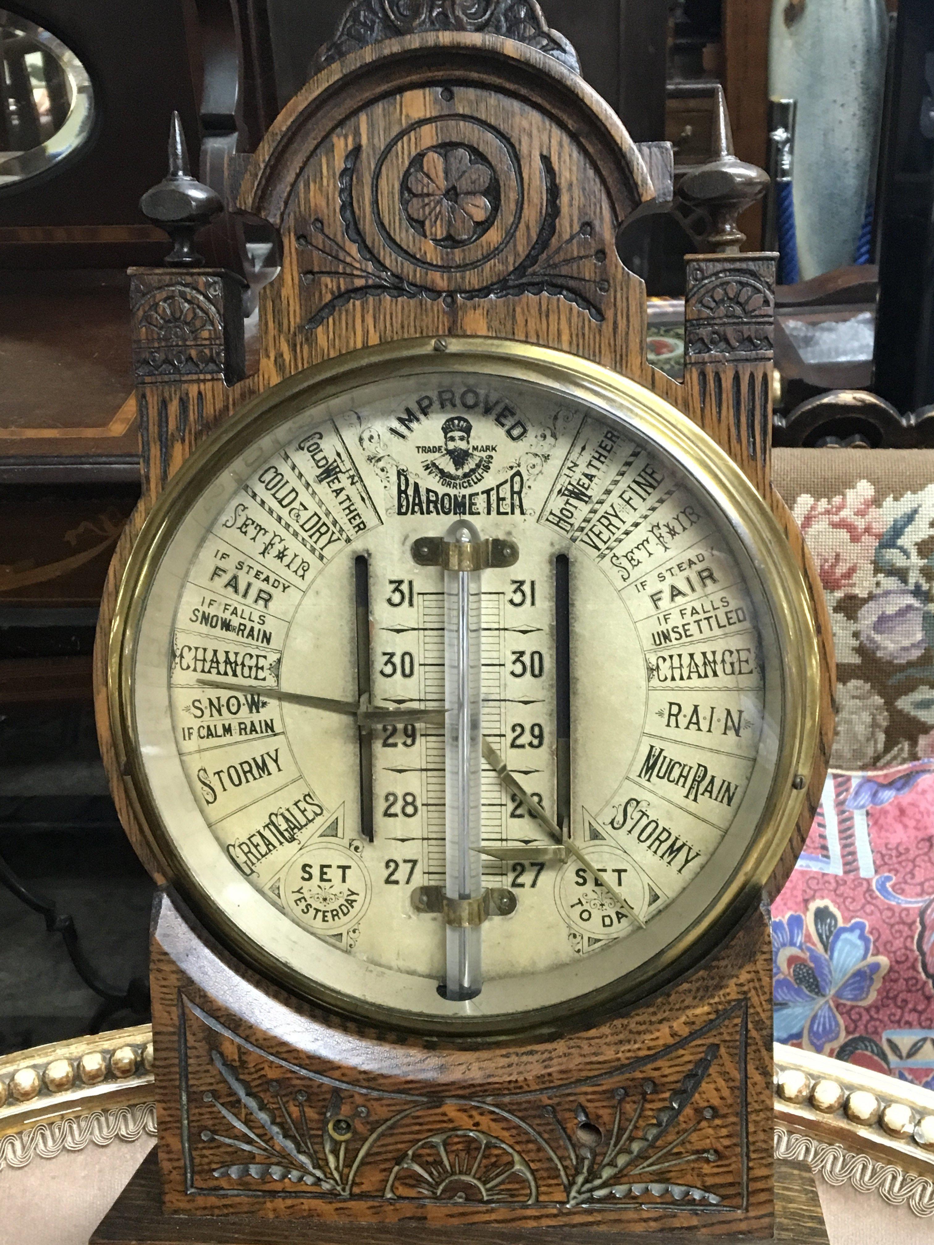 A Victorian oak Admiral Fitzroy Barometer with mer - Image 2 of 3