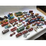 A collection of playworn Diecast vehicles including Matchbox, Dinky, Corgi etc