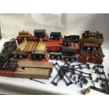 Hornby O gauge tinplate clockwork trainset, including boxed locomotives, carriages, rolling stock,
