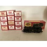 Hornby Dublo, HO/OO scale, 0-6-2 tank locomotive br, #2217, also included is Horse box #4315, Blue