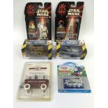 Six modern collectible toys including Star Wars an