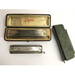 Two Hohner harmonicas comprising a 64 Chromonica a