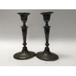 A pair of silver candlesticks 22 cm Sheffield hall