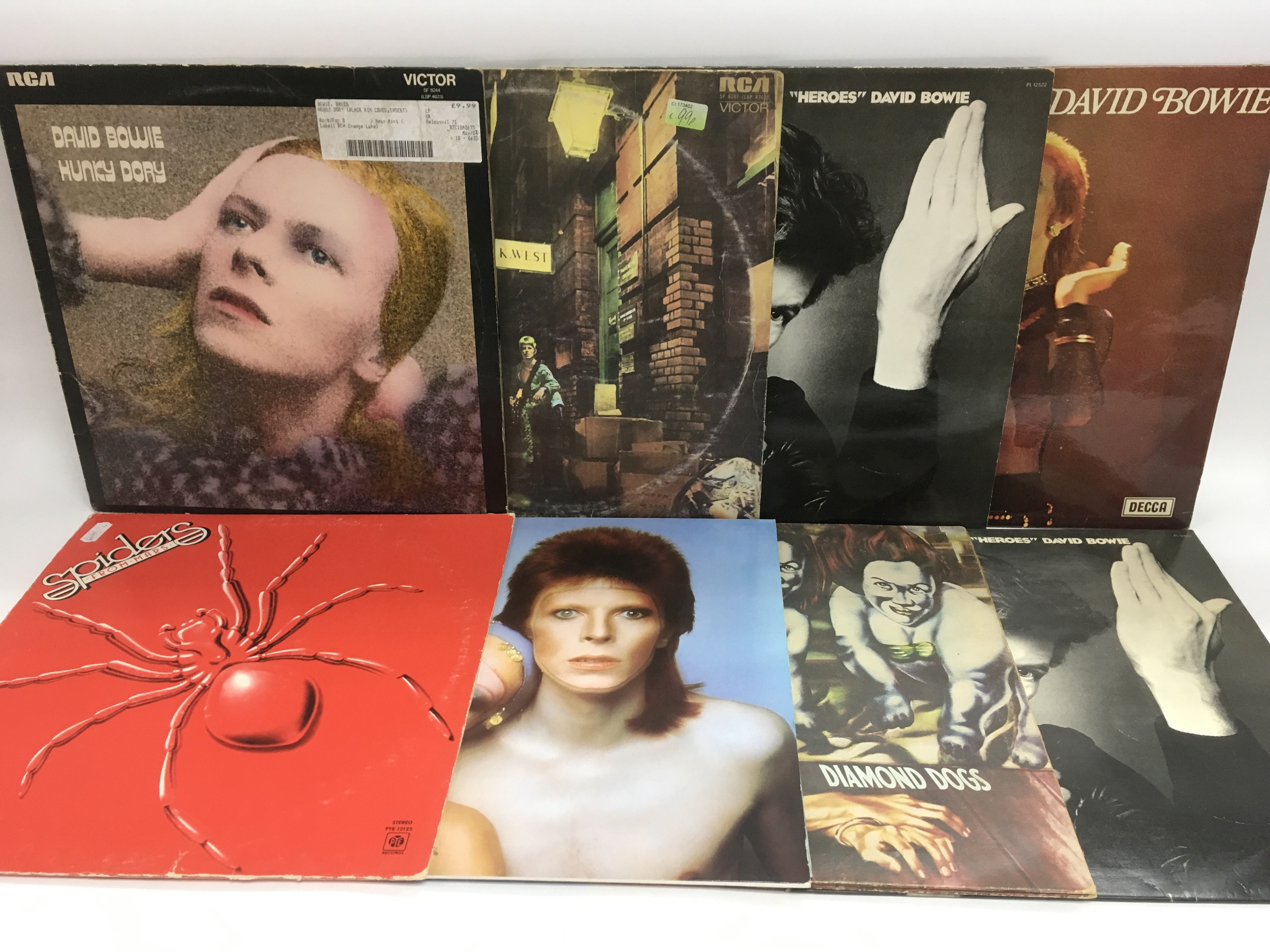 Eight David Bowie and related LPs including 'Ziggy