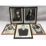 Five framed and glazed signed photos comprising Pa