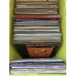 A crate of Jazz and blues LPs, various artists.