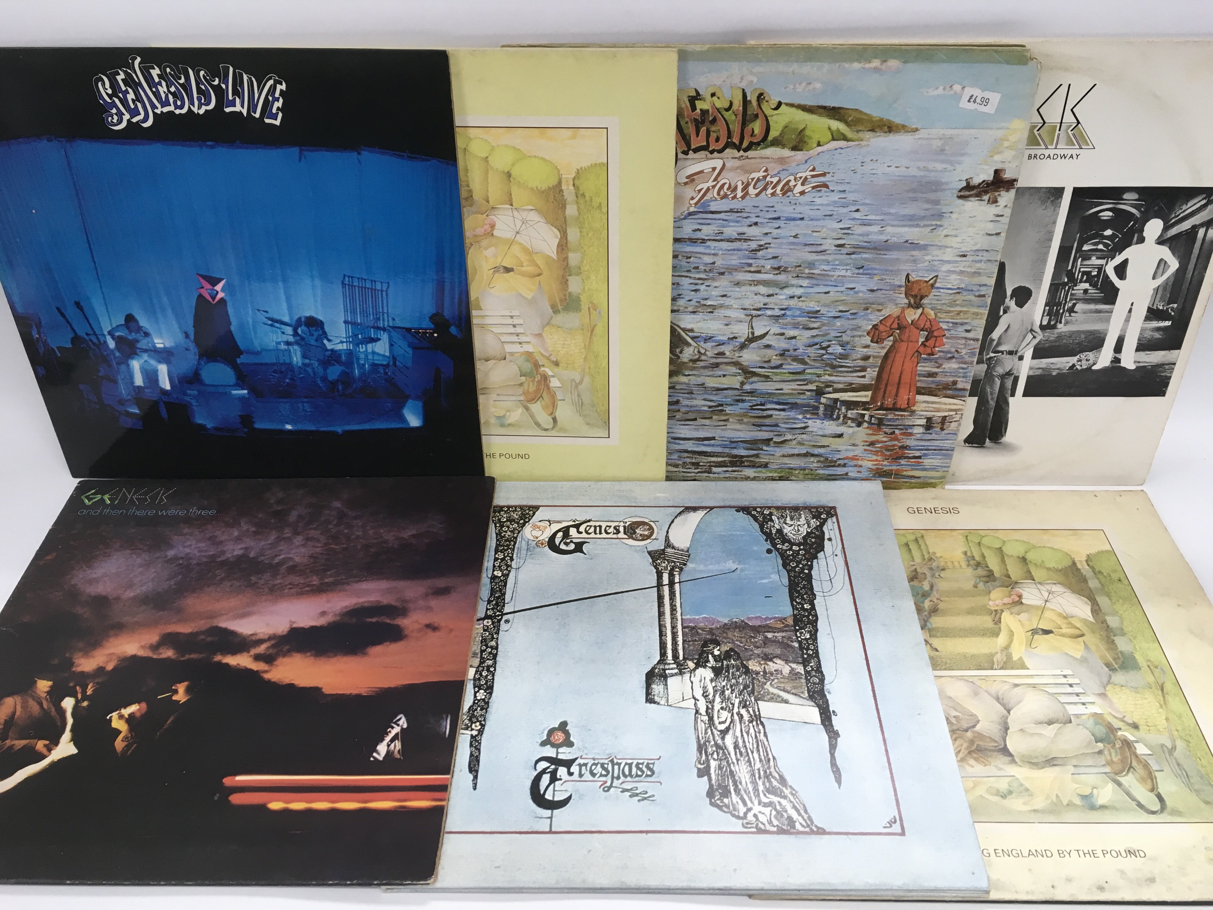 Seven Genesis LPs including 'Foxtrot', 'The Lamb L