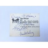 A signed Beatles Fan Club card. Sadly there is no