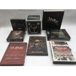 Eight heavy rock/metal CD box sets comprising Metallica, Judas Priest, Megadeth, Motorhead, Saxon