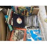 A box containing a collection of 1970s/80s rock, p